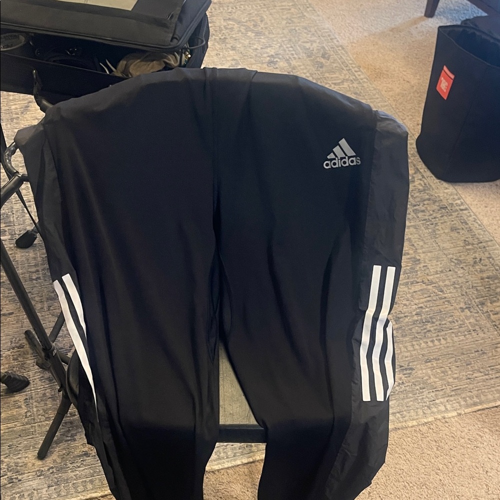 Adidas Kids Black Joggers with White Stripes